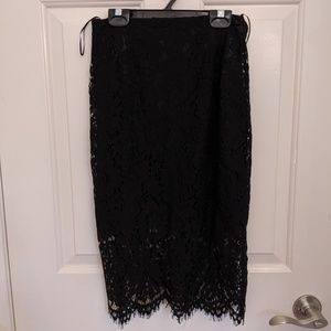 Lace midi pencil skirt